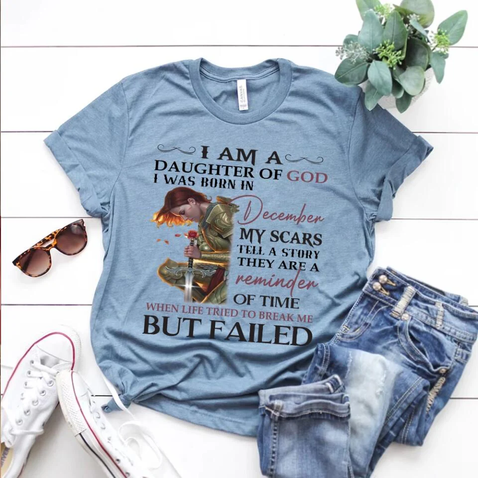 I Am Daughter Of God My Scars Tell A Story - Personalized T-shirt/Sweater - Custom Month - Gift For Girls For Her God Believer - 301IHPVSSW128 - Image 4