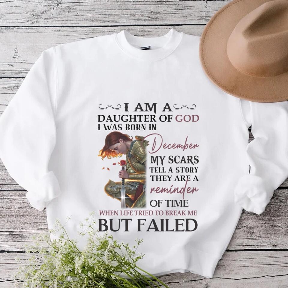 I Am Daughter Of God My Scars Tell A Story - Personalized T-shirt/Sweater - Custom Month - Gift For Girls For Her God Believer - 301IHPVSSW128 - Image 6