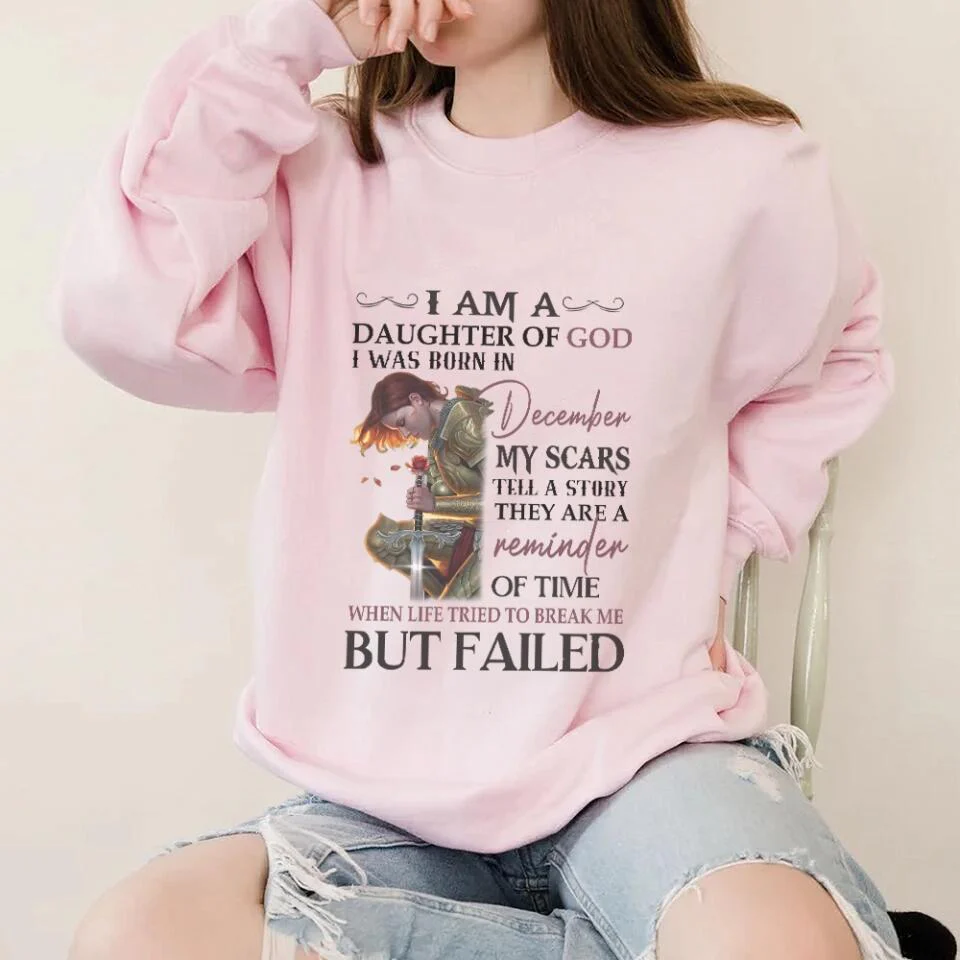 I Am Daughter Of God My Scars Tell A Story - Personalized T-shirt/Sweater - Custom Month - Gift For Girls For Her God Believer - 301IHPVSSW128 - Image 8
