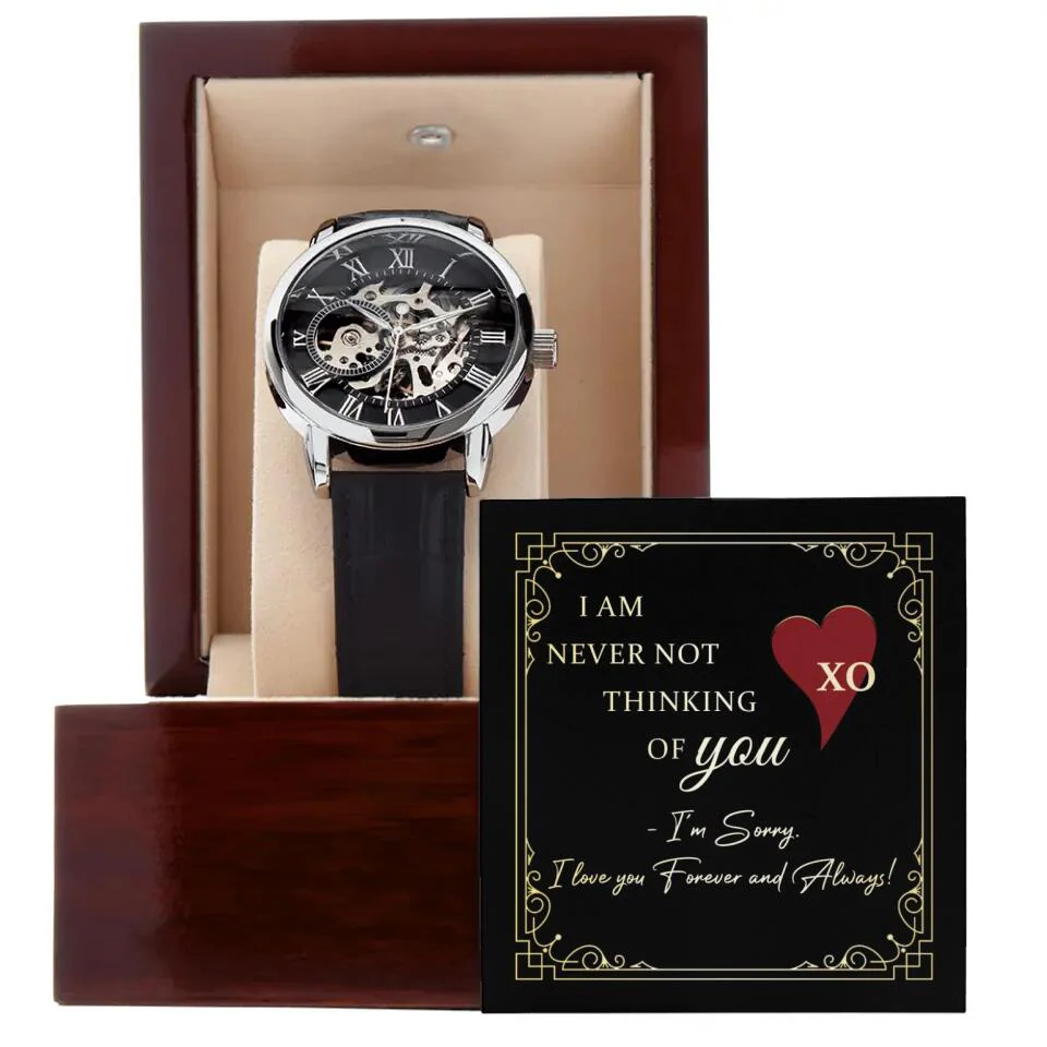Personalized Valentine Gifts - I Am Never Not Thinking Of You Sorry Gift for Him Personalized Men's Watch - Image 3