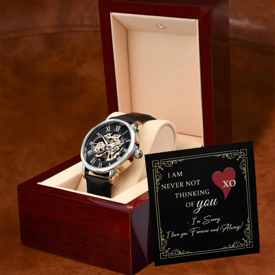 Personalized Valentine Gifts - I Am Never Not Thinking Of You Sorry Gift for Him Personalized Men's Watch - Image 4