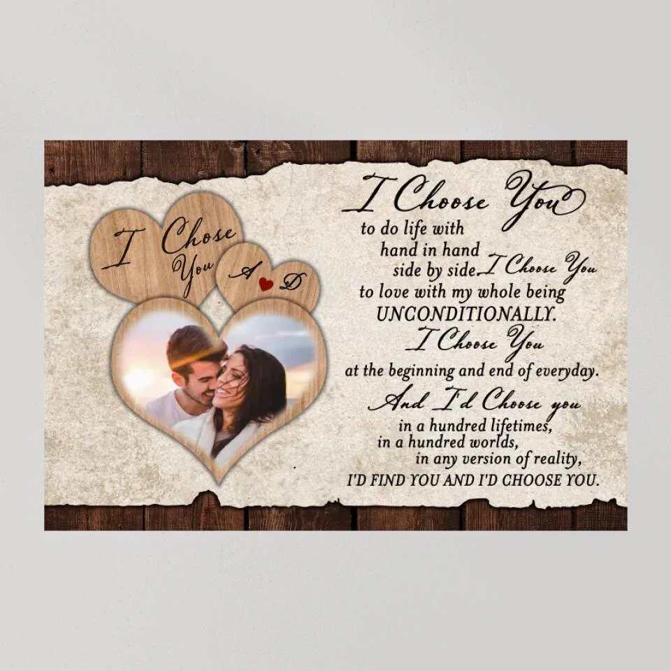 I Choose You To Do Life With Hand In Hand Custom Canvas Poster Anniversary Gift For Couples