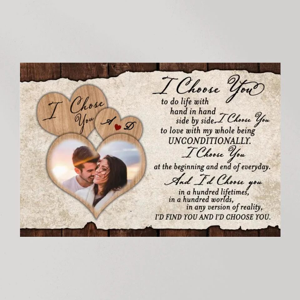 I Choose You To Do Life With Hand In Hand Custom Canvas Poster Anniversary Gift For Couples - Image 2