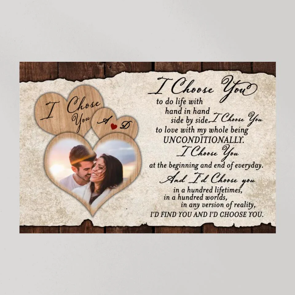 I Choose You To Do Life With Hand In Hand Custom Canvas Poster Anniversary Gift For Couples - Image 3