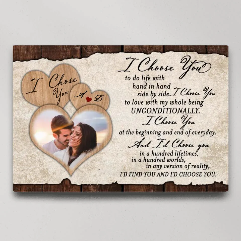 I Choose You To Do Life With Hand In Hand Custom Canvas Poster Anniversary Gift For Couples - Image 5