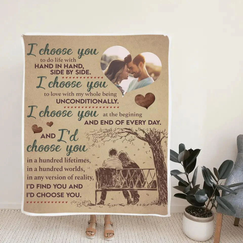 I Choose You To Do Life With Hand In Hand - Personalized Blanket - Best Gifts For Couple Him Her Parents Grandparents on Birthday Wedding Anniversary - 210IHPNPBL357 - Image 3