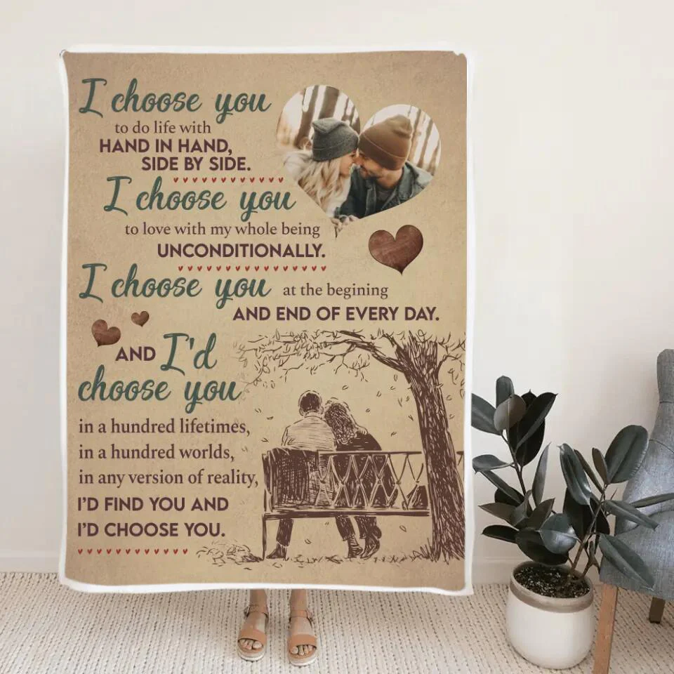 I Choose You To Do Life With Hand In Hand - Personalized Blanket - Best Gifts For Couple Him Her Parents Grandparents on Birthday Wedding Anniversary - 210IHPNPBL357 - Image 4