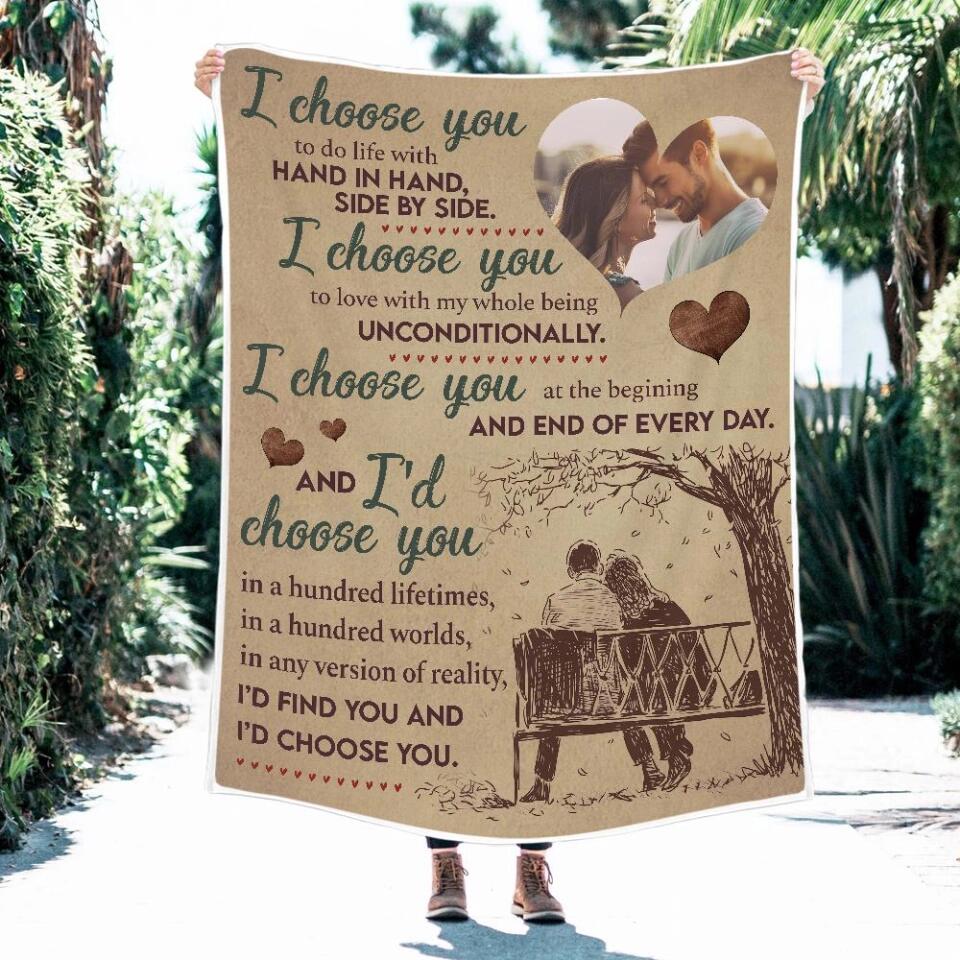 I Choose You To Do Life With Hand In Hand - Personalized Blanket - Best Gifts For Couple Him Her Parents Grandparents on Birthday Wedding Anniversary - 210IHPNPBL357 - Image 5