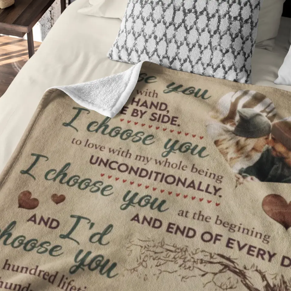 I Choose You To Do Life With Hand In Hand - Personalized Blanket - Best Gifts For Couple Him Her Parents Grandparents on Birthday Wedding Anniversary - 210IHPNPBL357 - Image 8