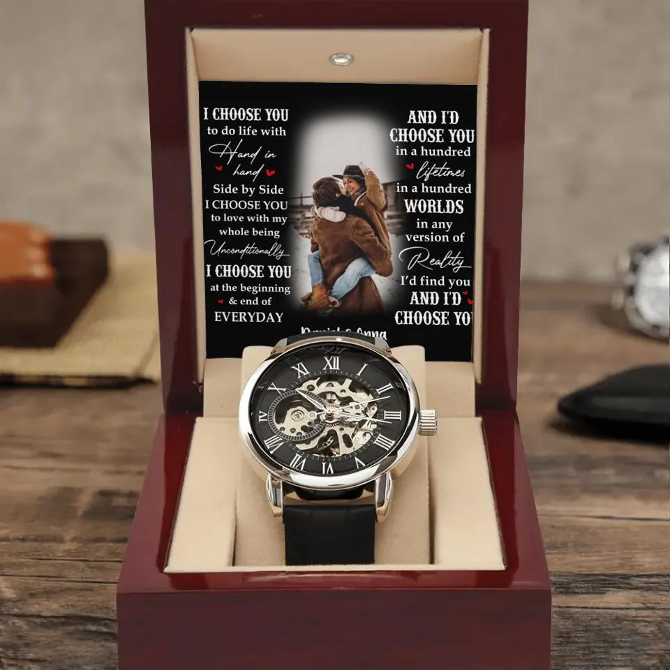 Personalized Valentine Gifts - I Choose You To Do Life With Personalization Luxury Men's Watch - Image 2