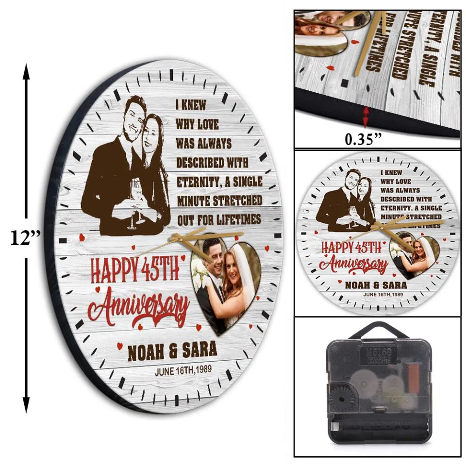 Personalized Valentine Gifts - I Knew Why Love Was Always Described With Eternity - Personalized Upload Photo Wall Clock - Best Meaningful Home Decor - Best Gift For Him/Her For Couple On Valentine Anniversary - 212IHNVSWC940 - Image 6