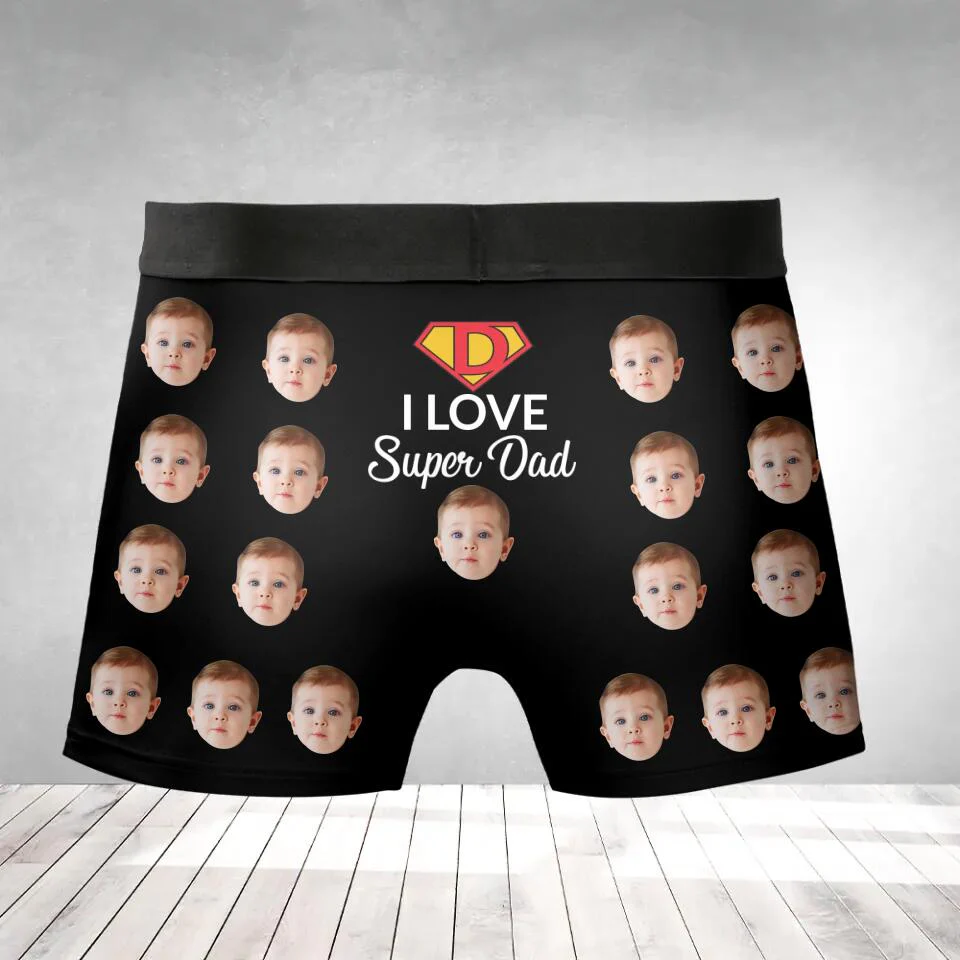 I Love Super Dad - Dad Hero - Custom Photo - Personalized Upload Image - Men's Boxer - Men's Short - Father's Day Gift - Gift for Daddy from Son Daughter - Birthday Gift for Dad - 302ICNNPMB247 - Image 3
