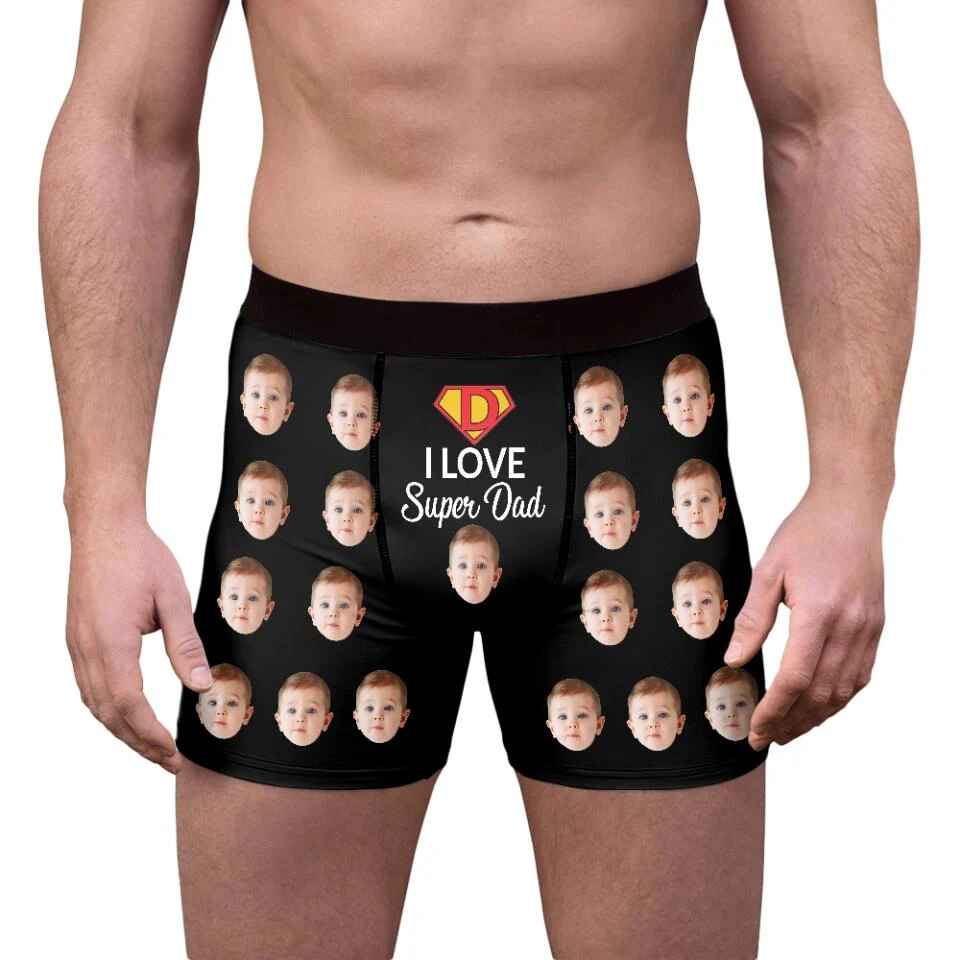 I Love Super Dad - Dad Hero - Custom Photo - Personalized Upload Image - Men's Boxer - Men's Short - Father's Day Gift - Gift for Daddy from Son Daughter - Birthday Gift for Dad - 302ICNNPMB247 - Image 4