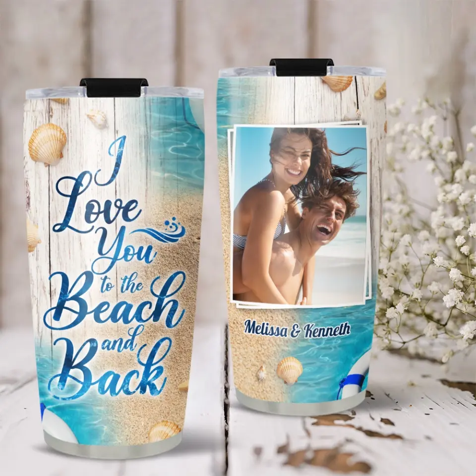 I Love You for the Beach and Back - Personalized 20oz Stainless Tumbler - Image 3