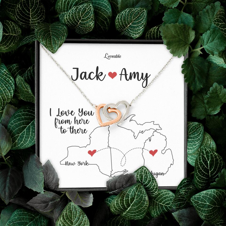 I Love You From Here To There - Personalized Interlocking Hearts Necklace - Anniversary Gifts for Her - Image 4