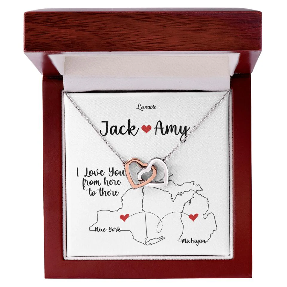 I Love You From Here To There - Personalized Interlocking Hearts Necklace - Anniversary Gifts for Her - Image 5