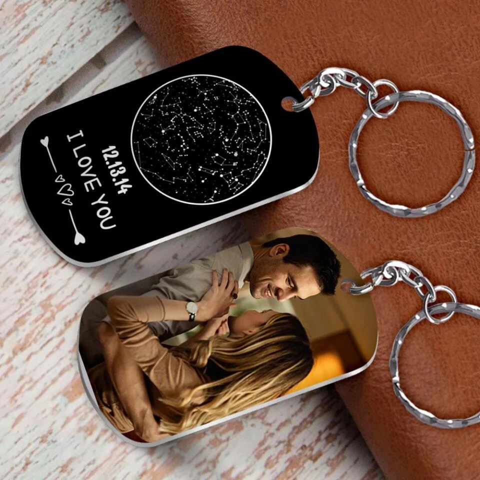 I Love You Personalized Star Map Keychain - Image 3