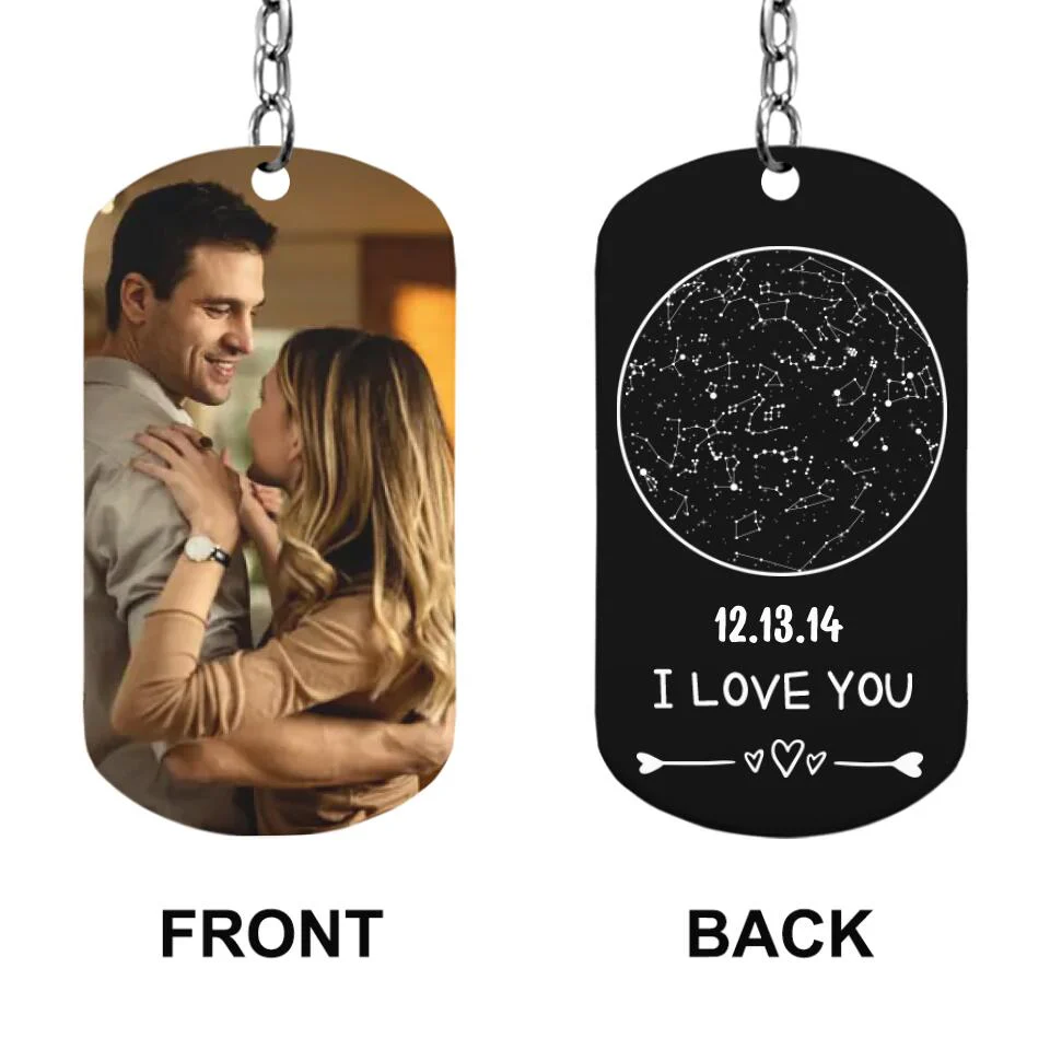 I Love You Personalized Star Map Keychain - Image 4