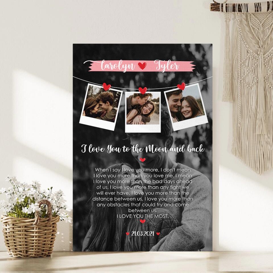 I Love You To The Moon And Back Love Quote Custom Canvas Poster Anniversary Gift For Couples - Image 7