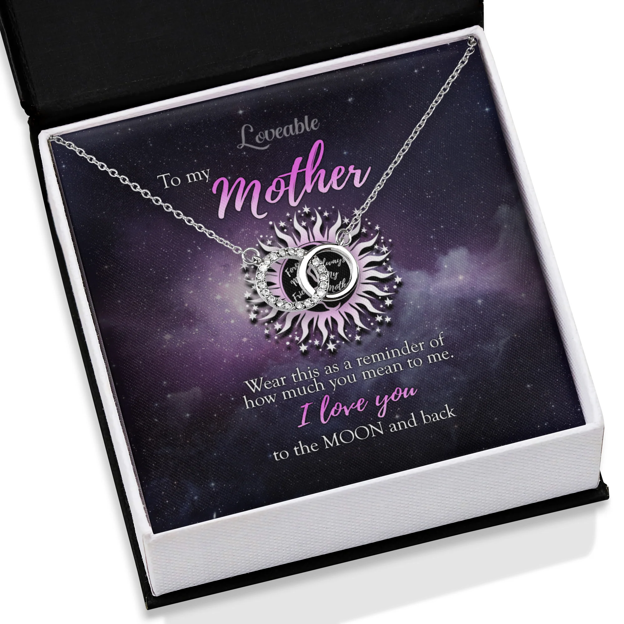 To My Mother, I Love You To The Moon And Back - White Gold Necklace - Image 2