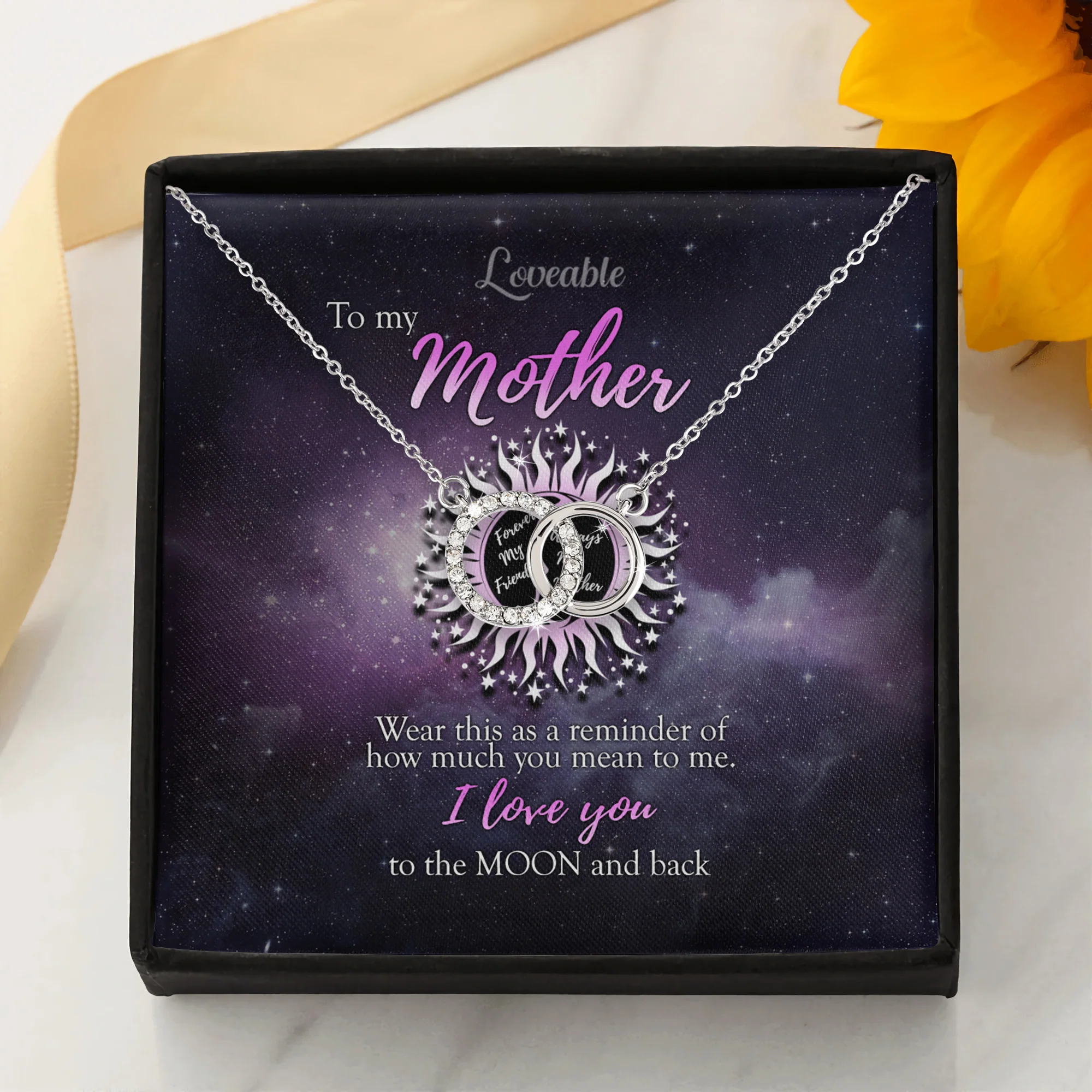 To My Mother, I Love You To The Moon And Back - White Gold Necklace - Image 3