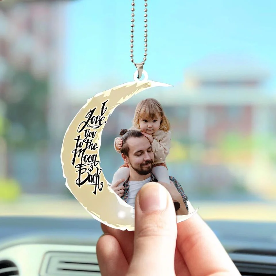 I Love You To The Moon And Back Personalized Photo Car Ornament - Image 11