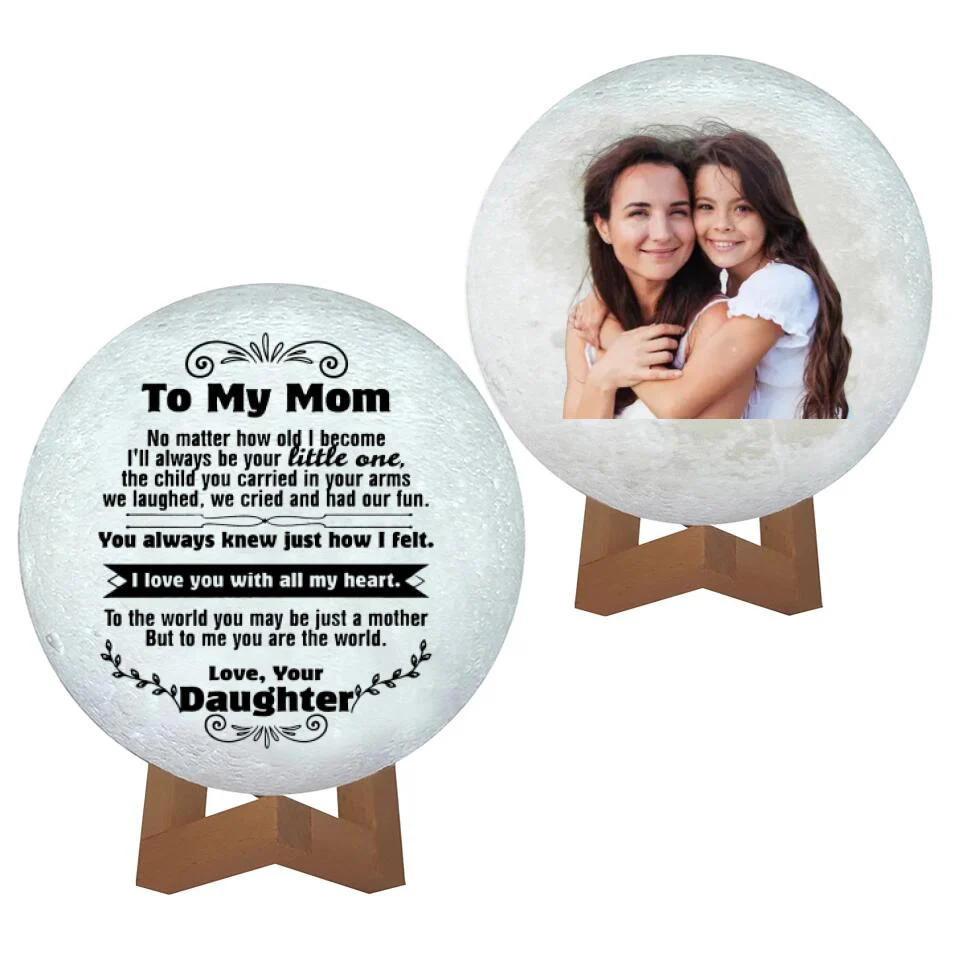I Love You With All My Heart - Personalized 3D Moon Lamp - Mother and Daughter Gift - Image 2