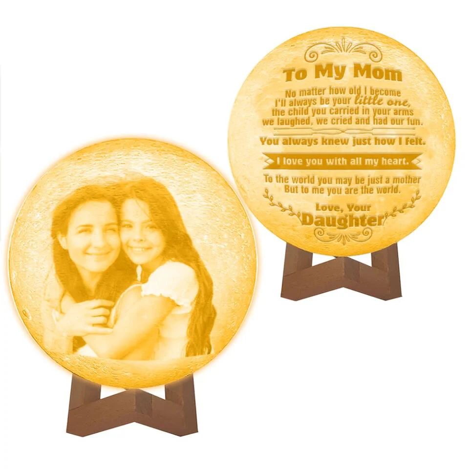 I Love You With All My Heart - Personalized 3D Moon Lamp - Mother and Daughter Gift - Image 3