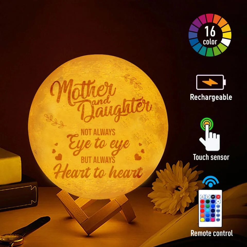 I Love You With All My Heart - Personalized 3D Moon Lamp - Mother and Daughter Gift - Image 5