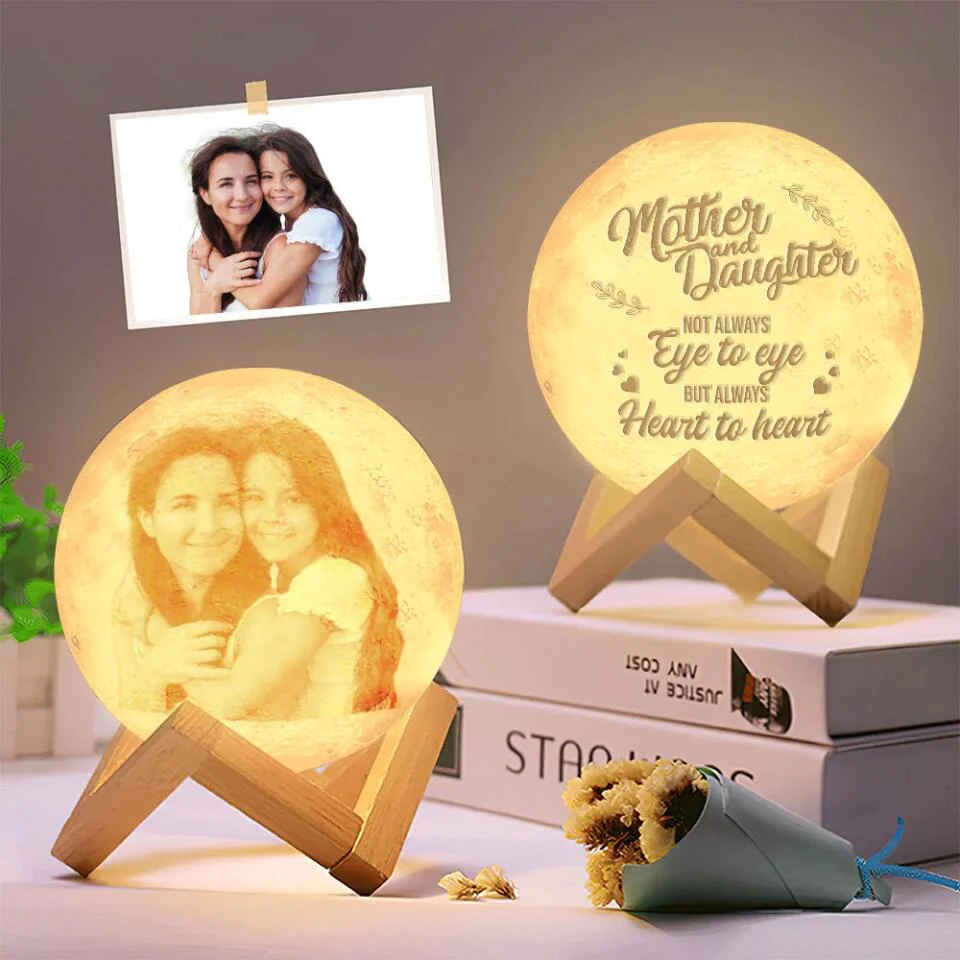 I Love You With All My Heart - Personalized 3D Moon Lamp - Mother and Daughter Gift - Image 7