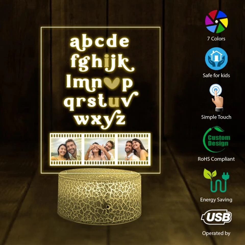 Personalized Valentine Gifts - I Love You With Alphabet Custom 3D Light Valentine Gift For Her - Image 3