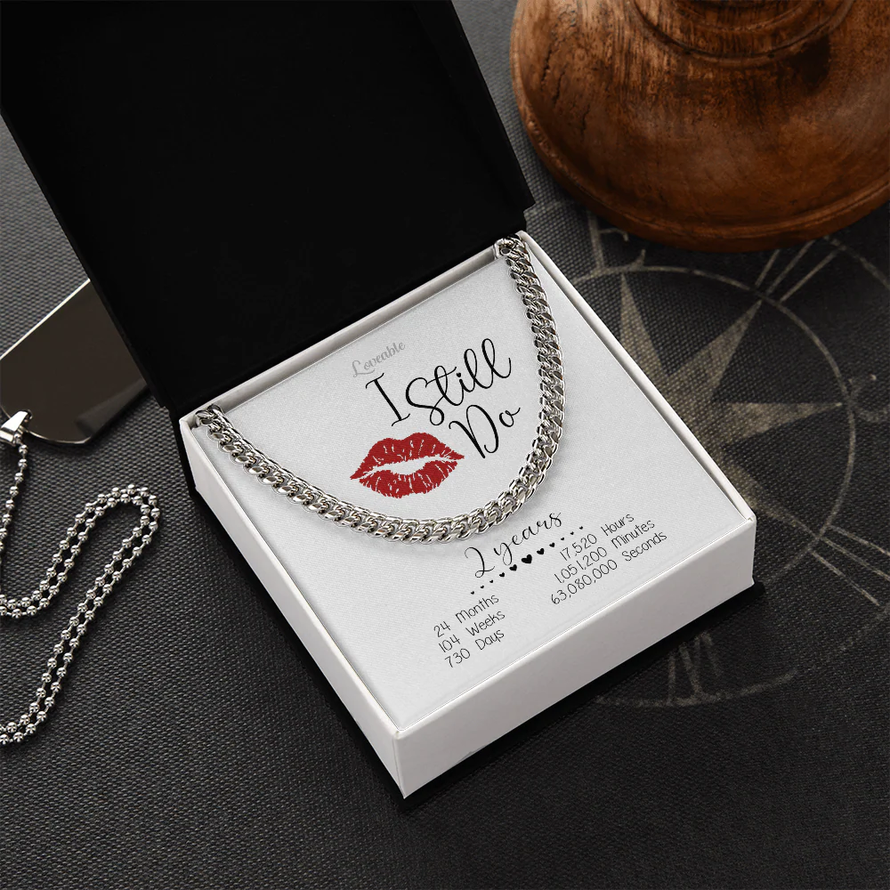 I Still Do, 2 Years - Cuban Link Chain - 2 Year Anniversary Gift For Husband - Image 2