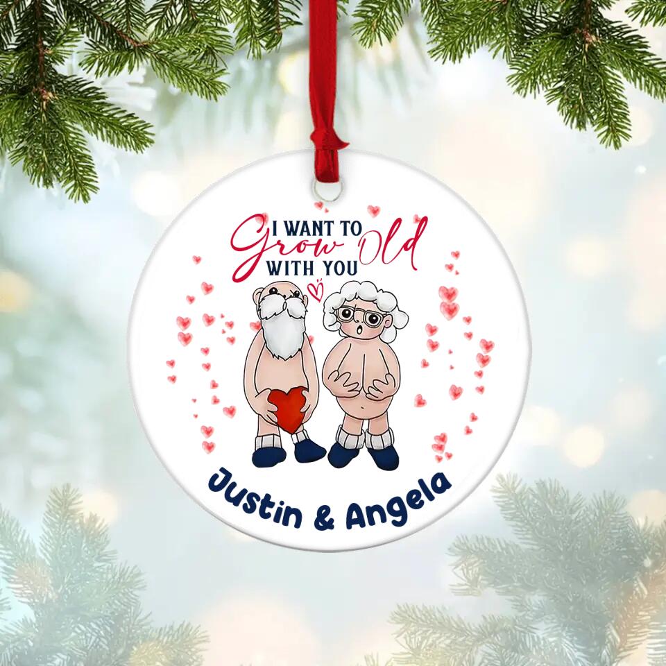 Personalized Valentine Gifts - I Want to Grow Old with You Valentine Theme - Personalized Ceramic Ornament - Naughty Dirty Gift - Image 3