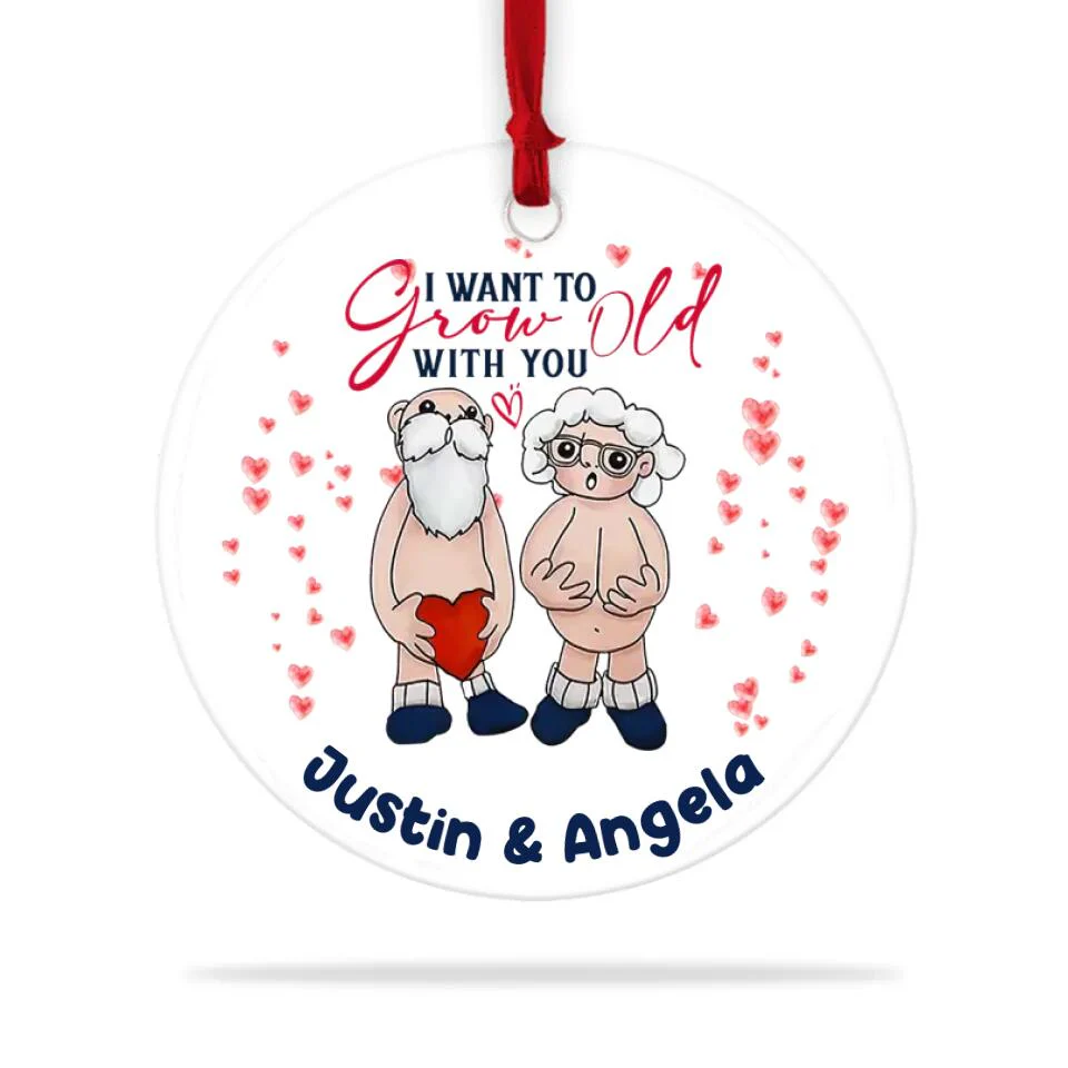Personalized Valentine Gifts - I Want to Grow Old with You Valentine Theme - Personalized Ceramic Ornament - Naughty Dirty Gift - Image 5