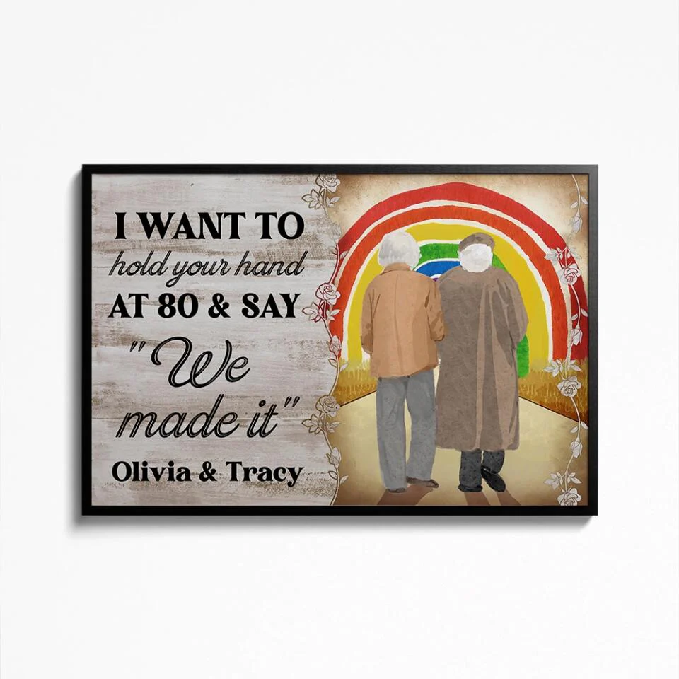 I Want To Hold Your Hand At 80 - Custom Canvas Poster - Anniversary Gift For Gay Lesbian Couples - Image 12