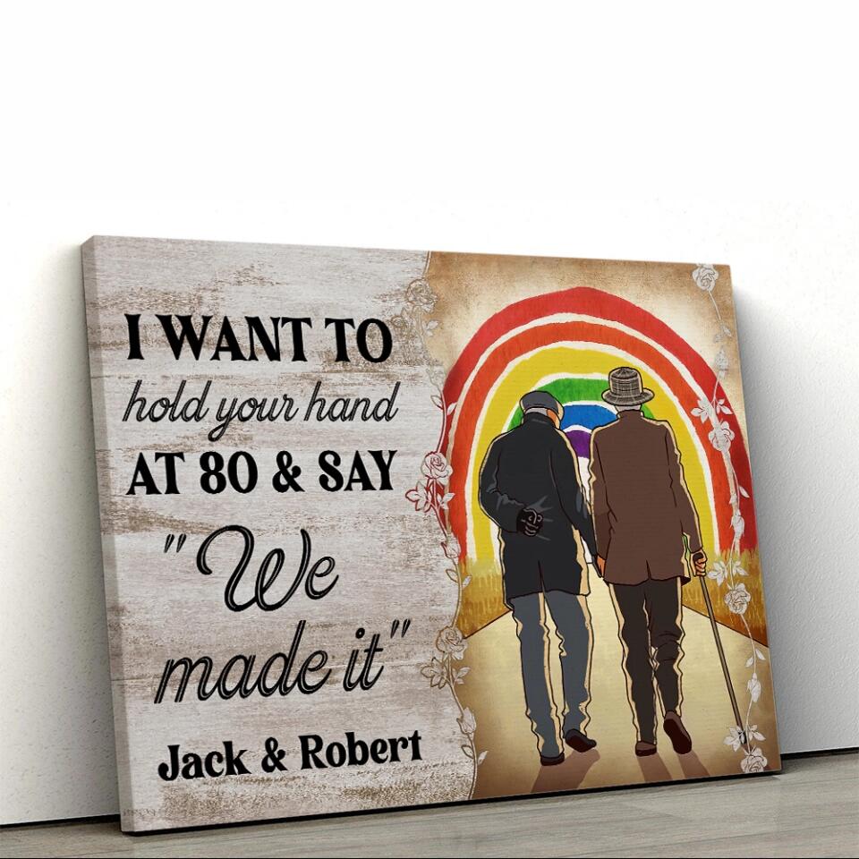 I Want To Hold Your Hand At 80 - Custom Canvas Poster - Anniversary Gift For Gay Lesbian Couples - Image 4