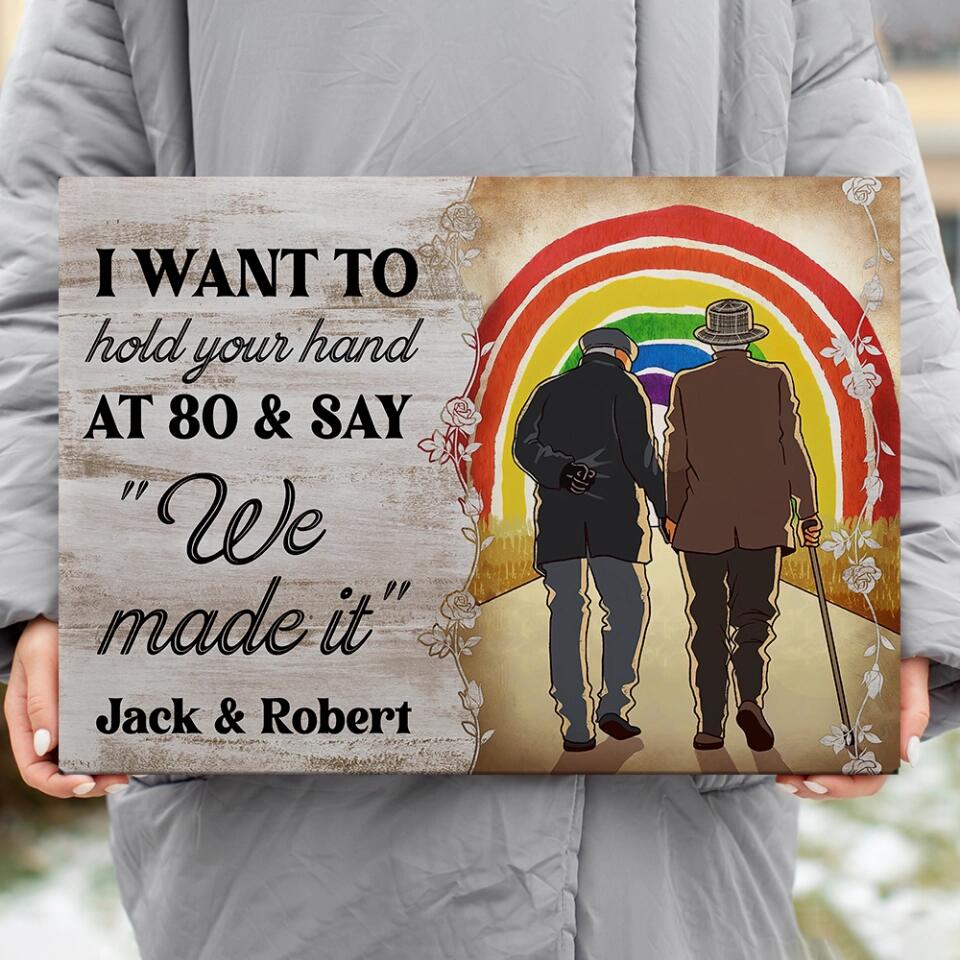 I Want To Hold Your Hand At 80 - Custom Canvas Poster - Anniversary Gift For Gay Lesbian Couples - Image 5