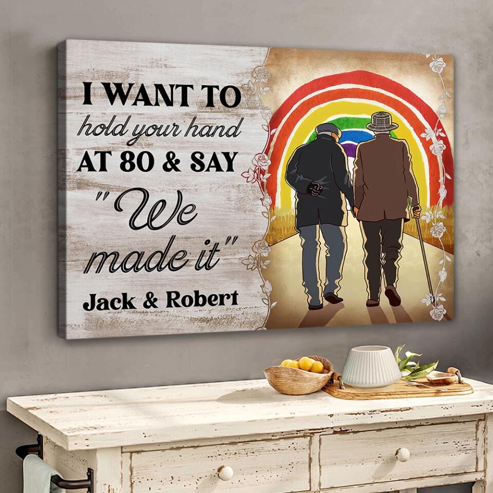 I Want To Hold Your Hand At 80 - Custom Canvas Poster - Anniversary Gift For Gay Lesbian Couples - Image 7