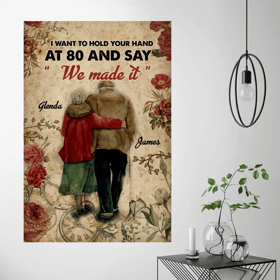 I Want To Hold Your Hand At 80 Custom Canvas Poster Anniversary Gift For Parents - Image 3