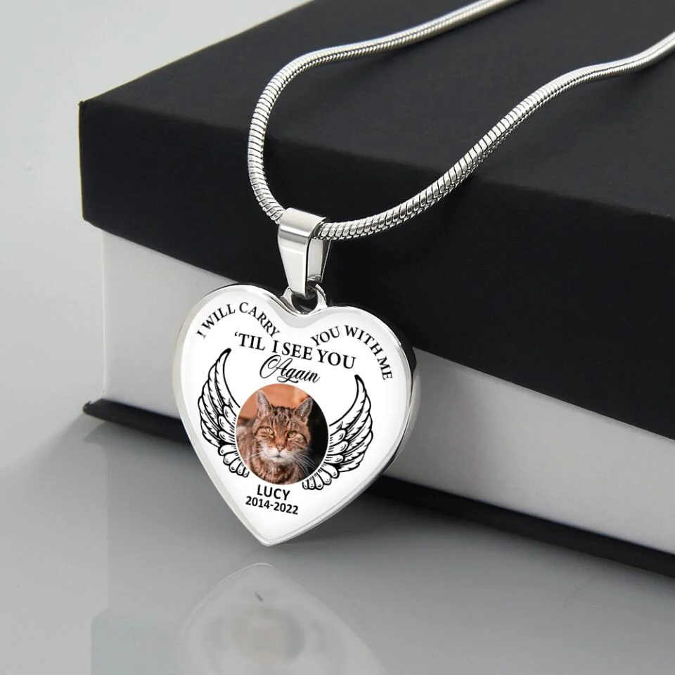 I Will Carry You With Me Till I See You Again Personalized Heart Keychain Necklace - Image 13