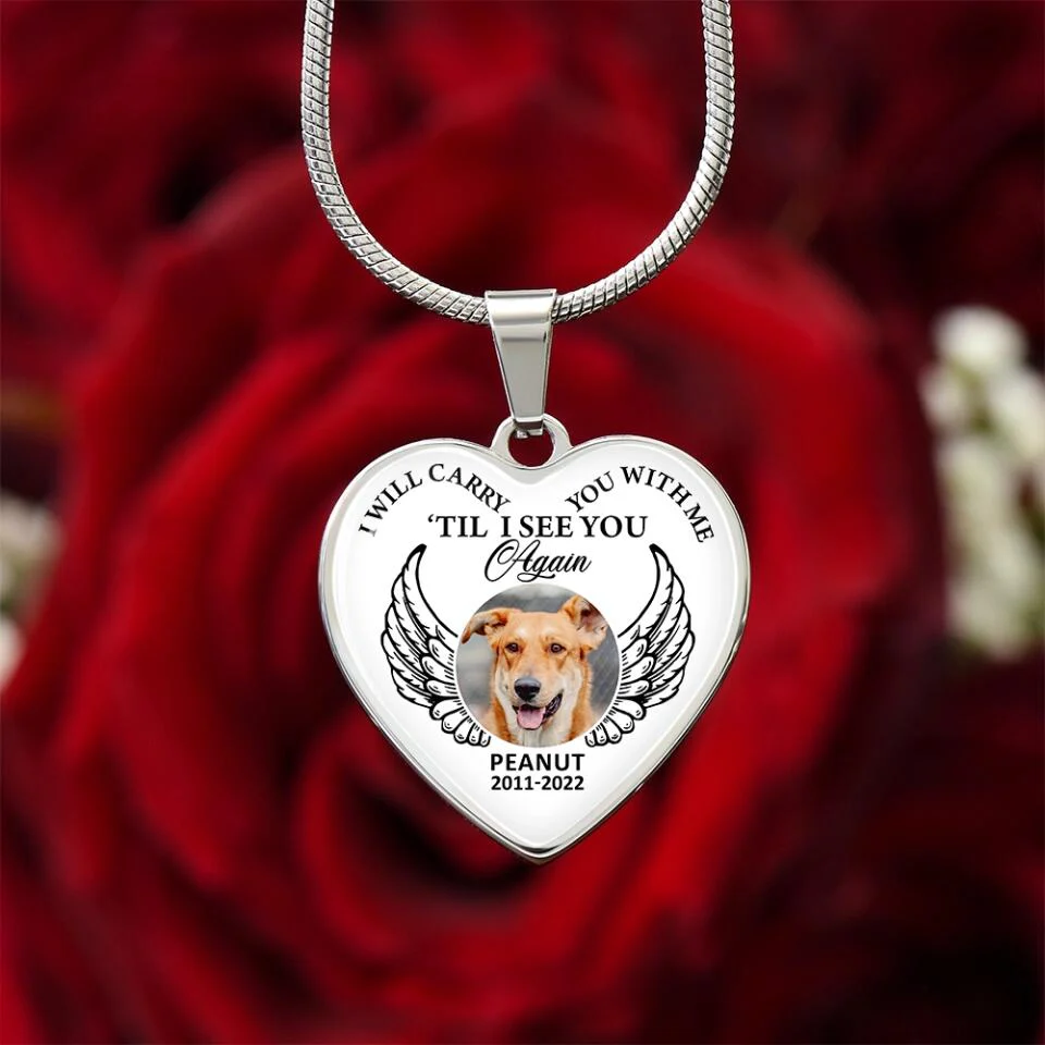 I Will Carry You With Me Till I See You Again Personalized Heart Keychain Necklace - Image 15
