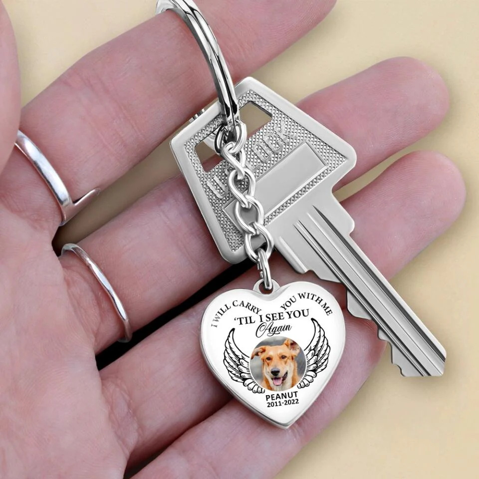 I Will Carry You With Me Till I See You Again Personalized Heart Keychain Necklace - Image 5