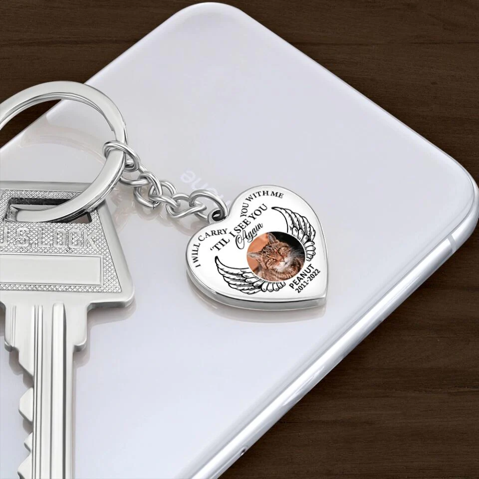 I Will Carry You With Me Till I See You Again Personalized Heart Keychain Necklace - Image 6