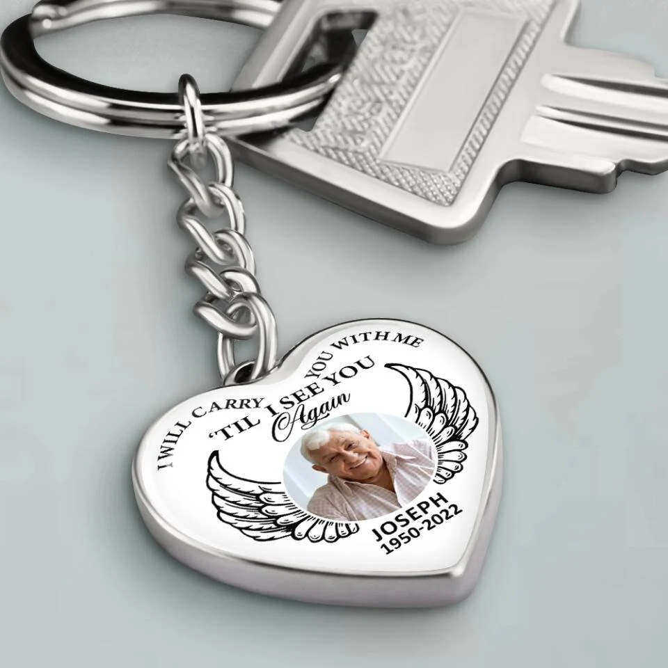 I Will Carry You With Me Till I See You Again Personalized Heart Keychain Necklace - Image 7