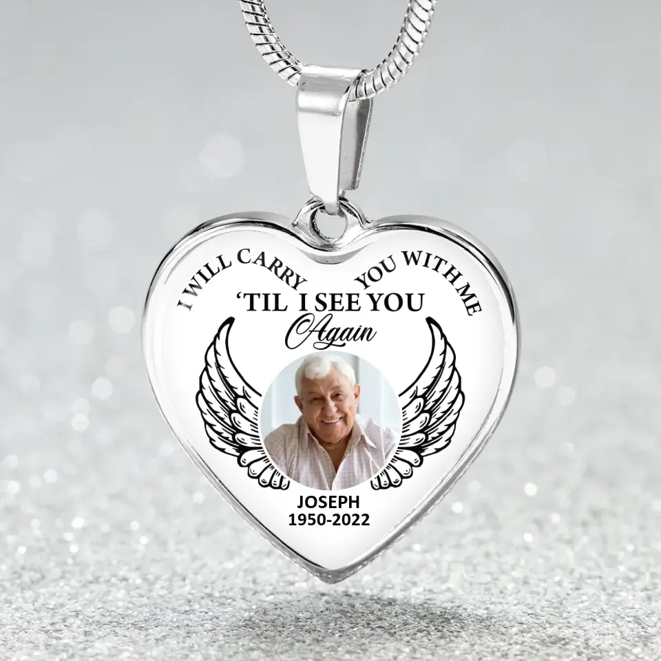 I Will Carry You With Me Till I See You Again Personalized Heart Keychain Necklace - Image 8