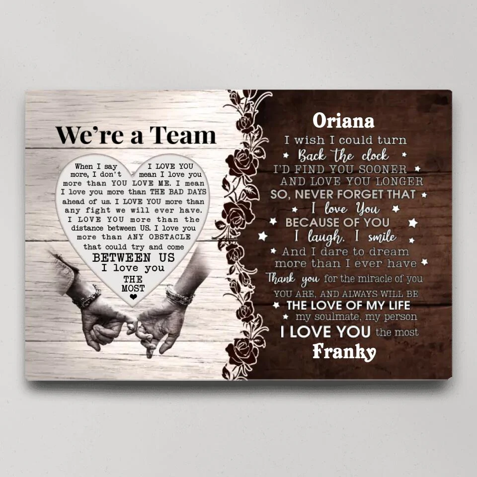 Personalized Valentine Gifts - I Wish I Could Turn Back the Clock - Hand in Hand - Canvas/Poster - Personalized Couple Gifts - Image 3