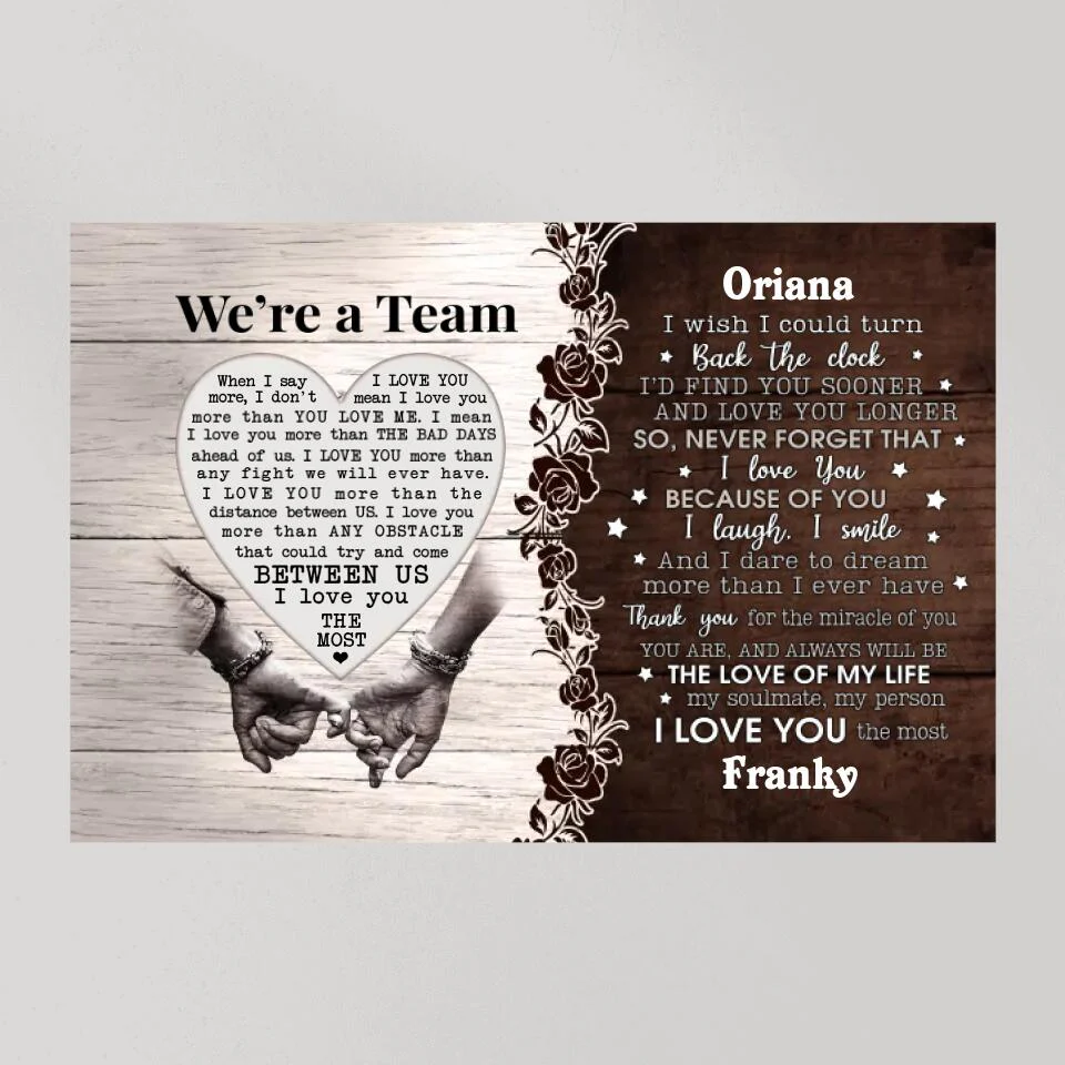 Personalized Valentine Gifts - I Wish I Could Turn Back the Clock - Hand in Hand - Canvas/Poster - Personalized Couple Gifts - Image 8