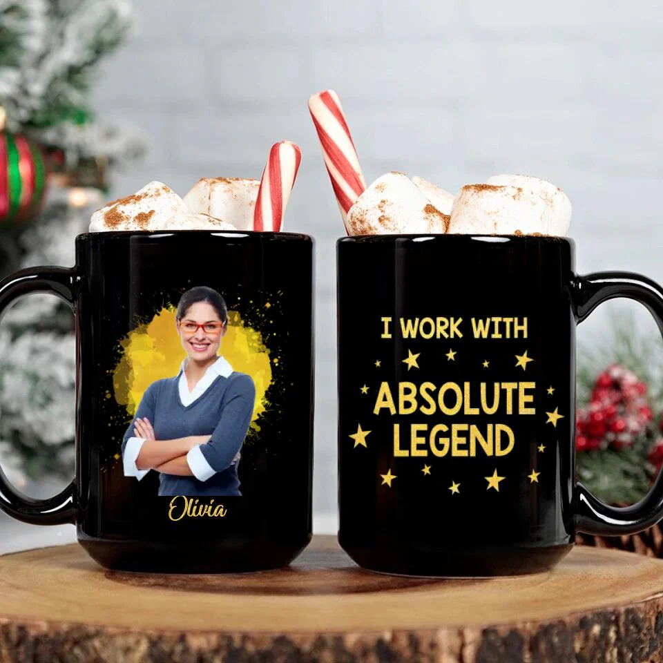 I Work With Absolute Legend - Personalized Black Mug - Christmas Gift for Boss or Coworker - Image 6