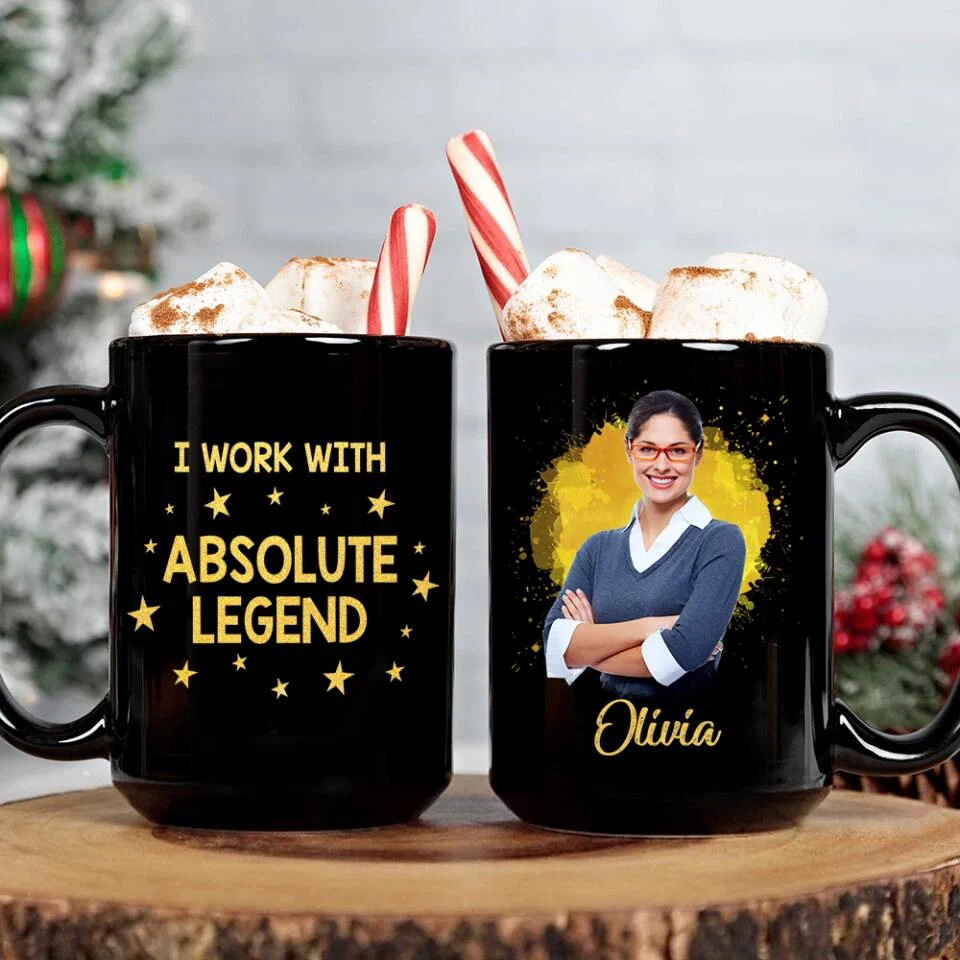 I Work With Absolute Legend - Personalized Black Mug - Christmas Gift for Boss or Coworker - Image 8