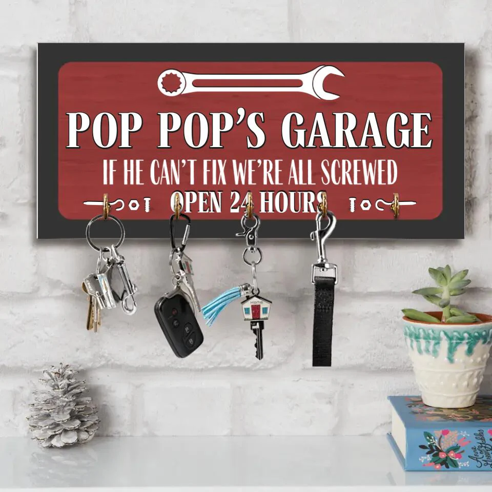 If He Can't Fix We're All Screwed Personalized Rectangle Wood Sign Key Holder - Image 11